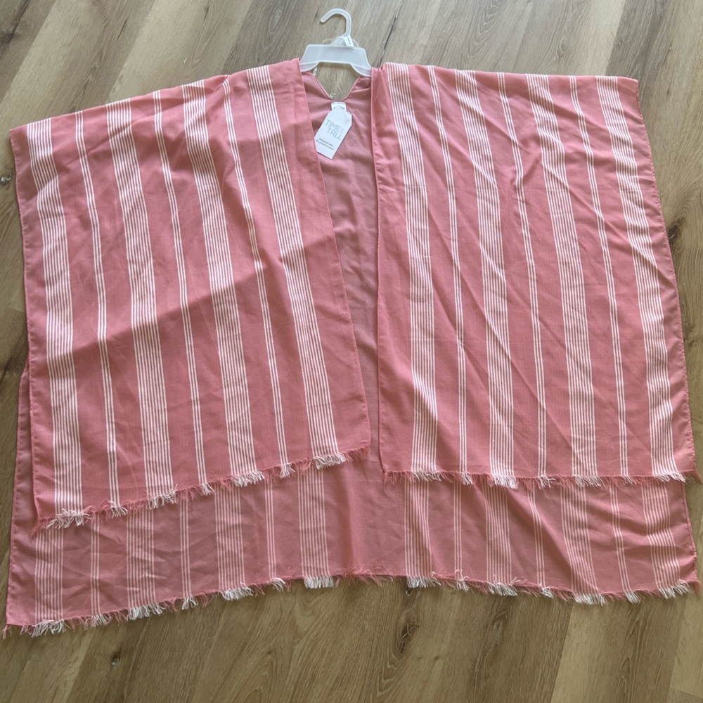 TIME AND TRU Pink Stripe Layering Kimono